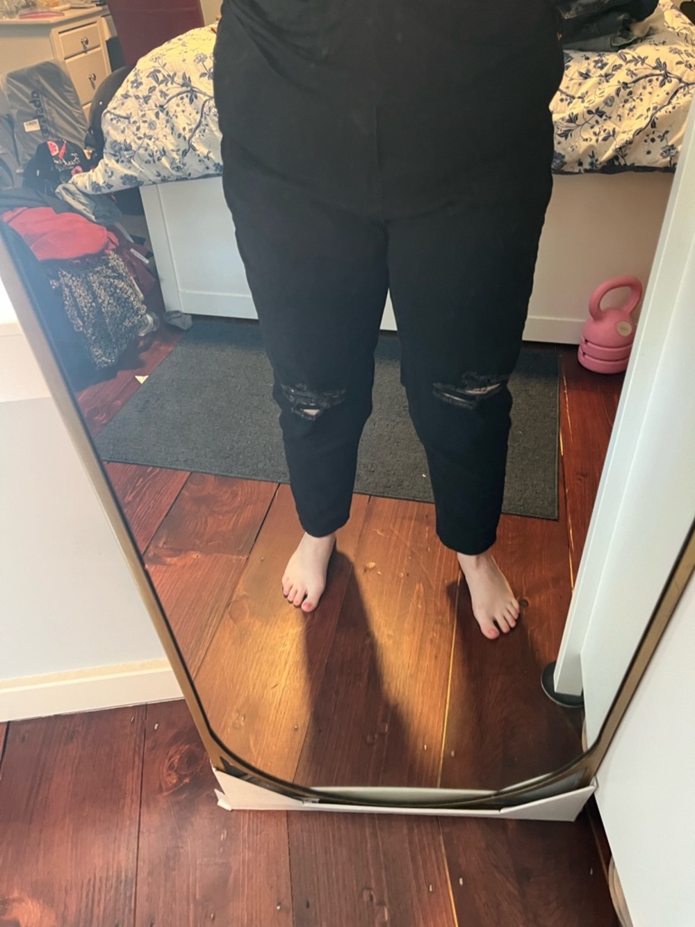 High-Rise Black Distressed Women's Jeans - Picture 2 of 3